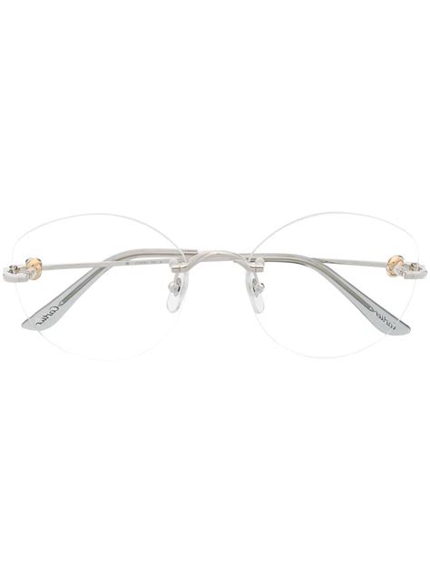 Cartier Eyewear Round Rimless Optical Glasses | Silver | FARFETCH