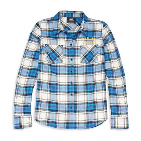 Women S Racer Font Plaid Flannel Shirt Harley Davidson® Durban