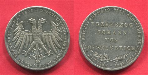 Frankfurt Doppelgulden 2 Gulden 1848 Erzherzog Johann Reichsverweser Vz