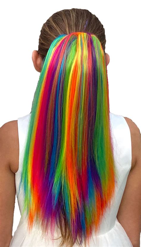 Rainbow Hair Extensions for Kids: Rainbow Party Highlights Color Hair ...