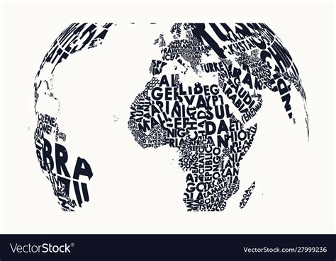 Typographic a world map with names Royalty Free Vector Image