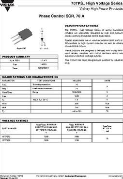 70TPS12 datasheet - Specifications: SCR Type: Standard Recovery ; Voltage