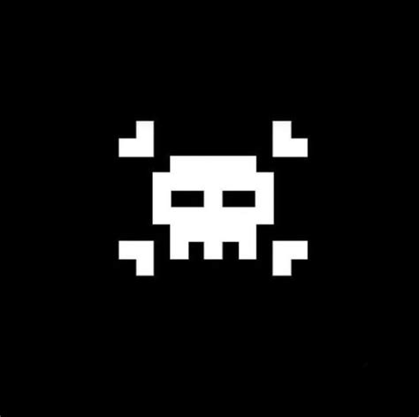 Pixel Skull pfp | Ios app icon design, Black and white picture wall ...