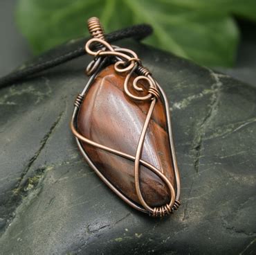 Copper Wire Wrapped Tiger S Eye Pendant Folksy