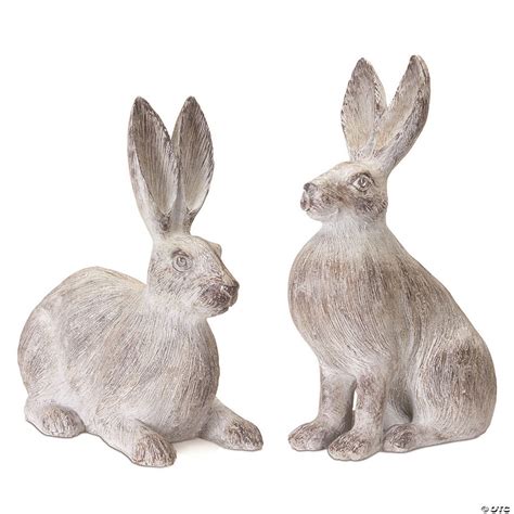 Melrose International Rabbit Figurine Set Of 2 Oriental Trading