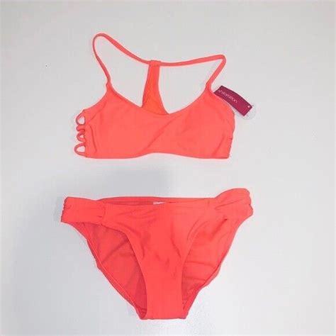 Nwt Xhilaration Neon Orange 2 Piece Bikini Ebay