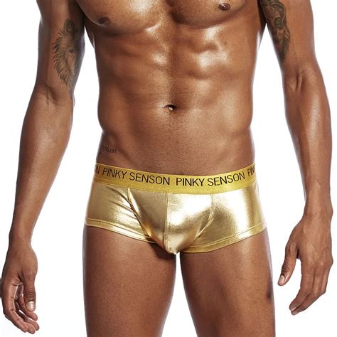 Snake Skin Leather Sexy Mens Underwear Boxers Open Front Crotchless