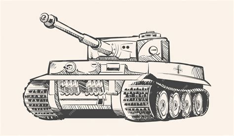 Premium Vector | Tiger German tank World War II era sketch