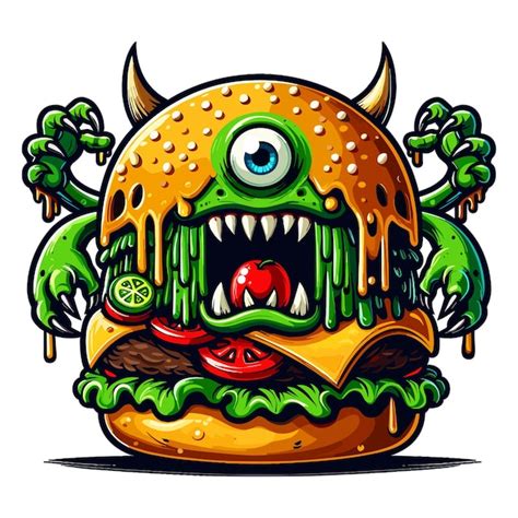 Premium Vector Monster Burger Vector Illustration