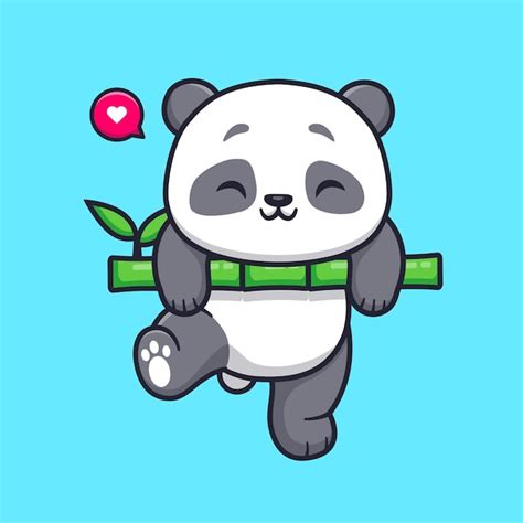 Cute Panda Wisz Ce Na Bambus Kresk Wka Wektor Ikona Ilustracja