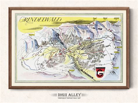 Fun Ski Trail Map of Grindelwald in Switzerland Digital Download ...