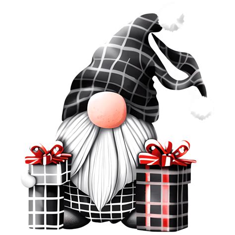 3 Cute Black And White Buffalo Plaid Christmas Gnomes · Creative Fabrica