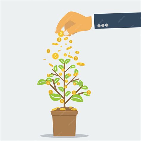 Premium Vector Businessman Hand Investing Money Coin Tree With Can