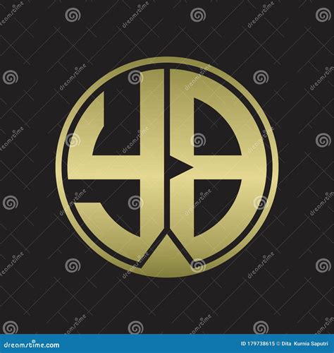 YB Logo Monogram Circle With Piece Ribbon Style On Gold Colors Stock