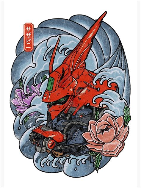 Gundam Sazabi Vintage Neo Japanese Tattoo Poster For Sale By