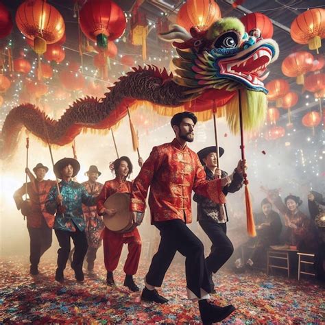 Premium AI Image | A chinese dragon dance festival