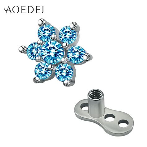 Aoedej Flower Micro Dermal Anchor Piercing Jewelry Surgical Titanium