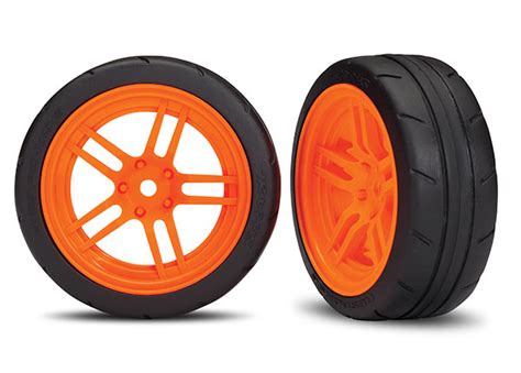 Traxxas Tires And Wheels Assembled Glued Split Spoke Orange Wheels