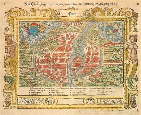 Antique map of Paris by Münster for sale