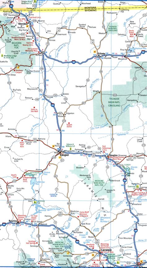 Map interstate highway I-25 New Mexico, Colorado, Wyoming with