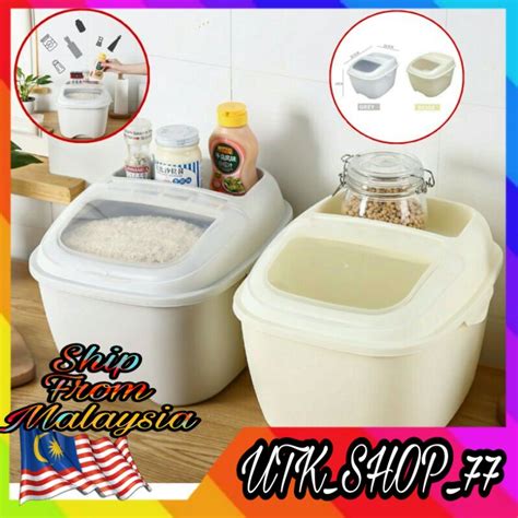 10KG Rice Storage Box Food Container With Wheels And Stackable 0128