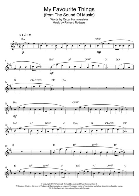 Richard Rodgers My Favorite Things Sheet Music For Alto Sax Solo