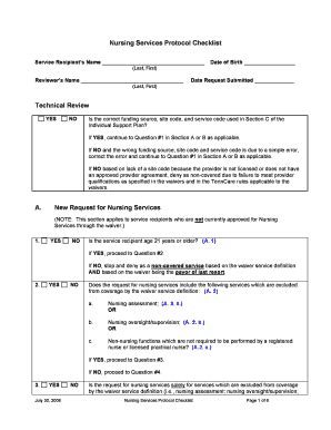 Fillable Online Tn Nursing Services Protocol Checklist Tn Fax Email