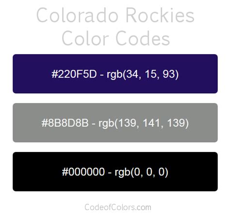 Colorado Rockies Colors - Hex and RGB Color Codes