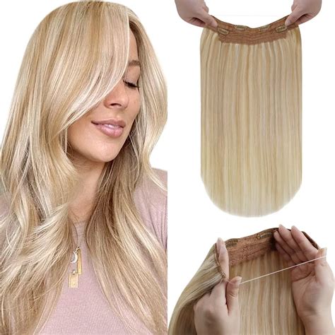 Amazon LaaVoo Wire Hair Extensions Real Human Hair Blonde