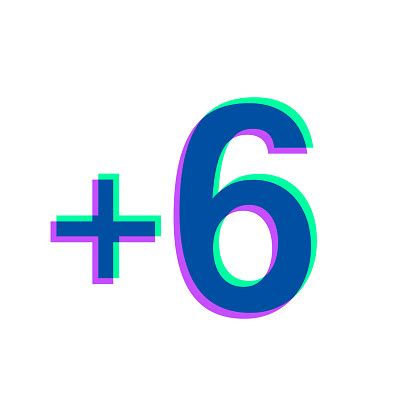 6 Plus Sechs Symbol Mit Zweifarbiger Überlagerung Auf Weißem ...