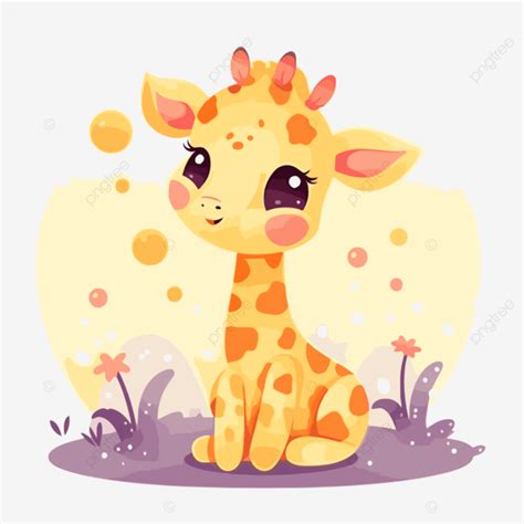 Girafa Fofa Vetor PNG Adesivo Clipart Desenho Animado Girafa Bonito