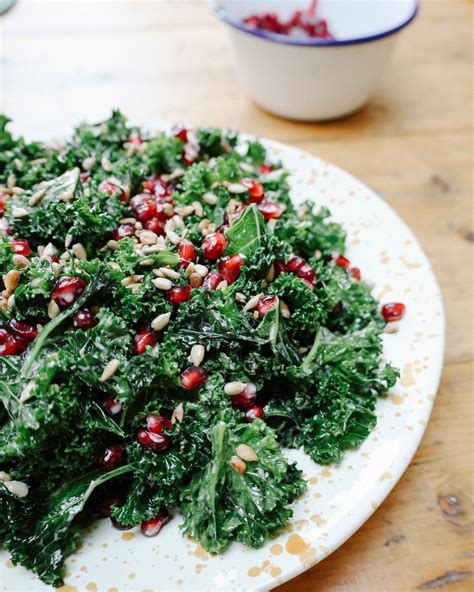 Kale And Pomegranate Salad With Tahini Dressing — Alexandra Dudley