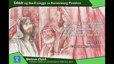 Baclaran Church Live Mass Sabado Ng Ika 8 Linggo Sa Karaniwang Panahon