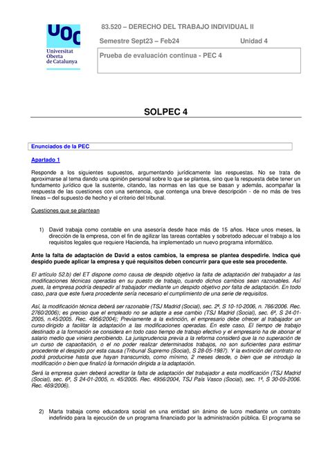 83520 Solpec 4 20231 Solución Pec4 1er semestre 2023 2024 Semestre