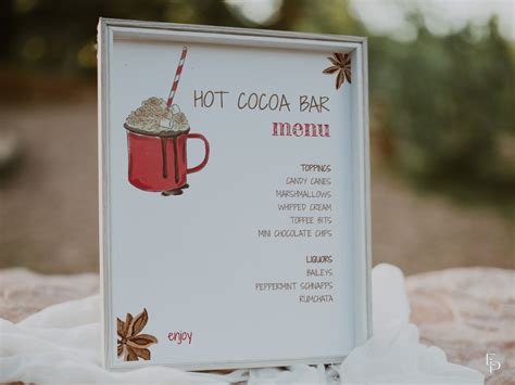 Hot Cocoa Bar Sign Template For Christmas ANISE Collection Etsy