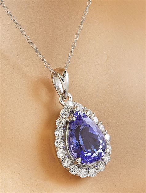 Tanzanite Necklace With Pendant in 14k White Gold - Etsy