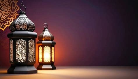 Premium Photo Beautiful Burning Arabic Lantern On Wooden Table