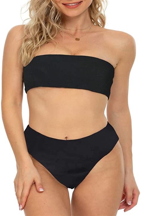 Womens Bandeau Bikini Off Shoulder Swimsuits High Cut WF Shopping