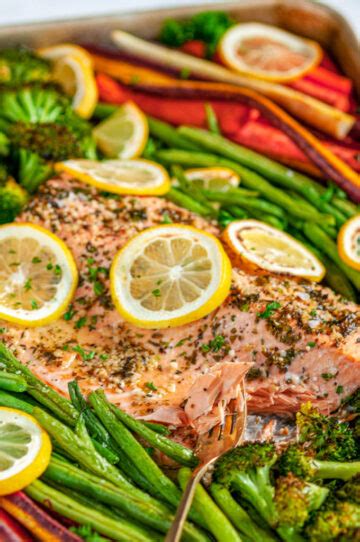 Sheet Pan Lemon Herb Salmon And Veggies Aberdeen S Kitchen