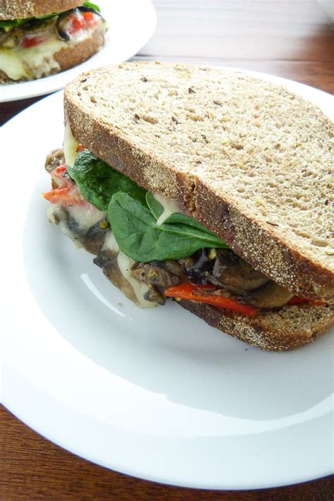 Whole Wheat Sandwich with Roasted Red Peppers, Mushrooms, and Brie - 3 ...