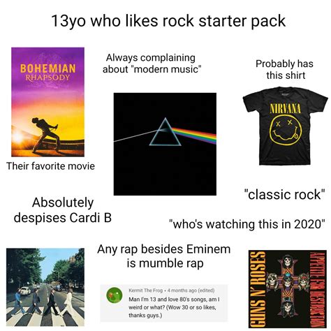 13 Year Old Who Likes Rock Starter Pack R Starterpacks