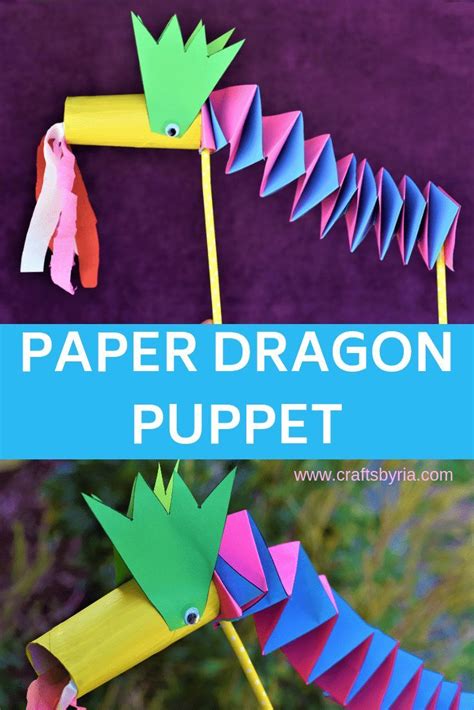 Easy Paper Dragon Puppet Craft With Free Craft Template Crafts By Ria