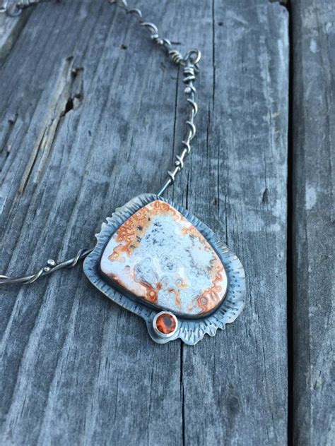 Reserved Sterling Silver Necklace Crazy Lace Agate Citrine One Etsy