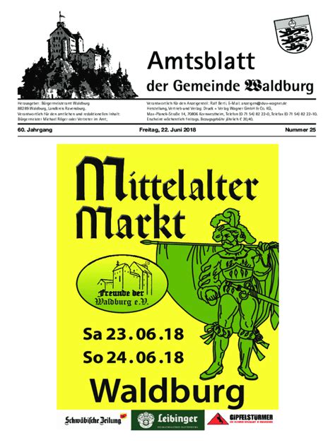 Ausfüllbar Online Amtsblatt der Gemeinde Waldburg vom 22 Fax Email