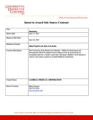 Fillable Online Intent To Award Sole Source Procurement Laerdal