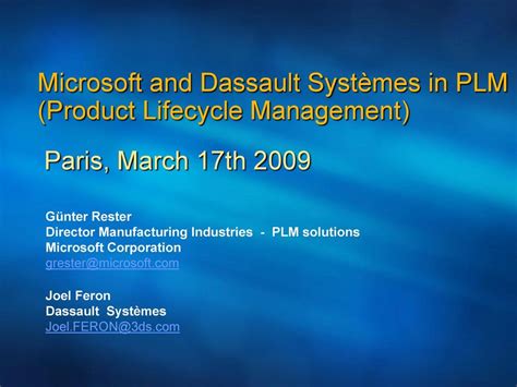 Microsoft And Dassault Systèmes In Plm Product Lifecycle Management Pdf Téléchargement Gratuit