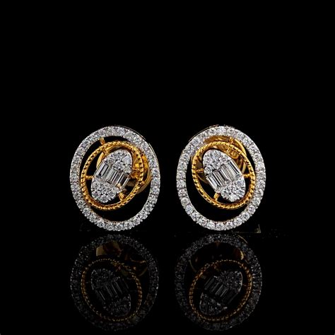 Real Diamonds Party Wear Baguette Oval Halo Earing At Rs 34000 Pair In