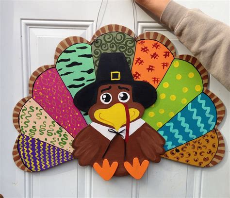 Turkey Wooden Door Hanger Thanksgiving Turkey Door Hanger Etsy