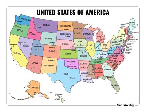 Printable US Maps | Blank, With State Names, And Capitals