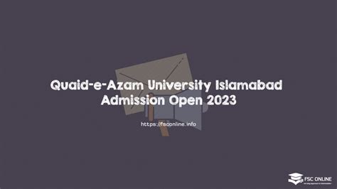 Quaid-e-Azam University Islamabad Admission Open 2023